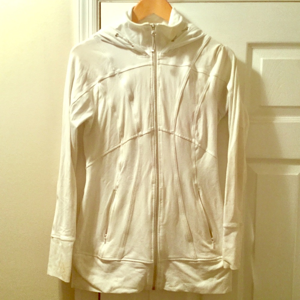 Athleta white zipper warm up jacket